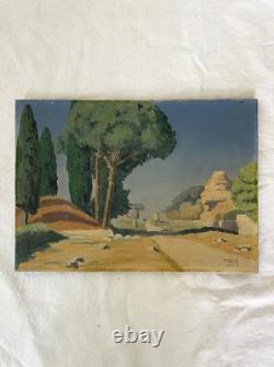 Tableau peinture ancien signé P. Turin 1929 huile sur bois
