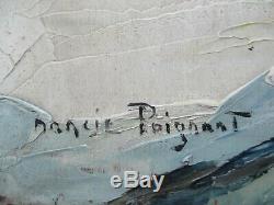 Tableau peinture huile paysage d'hiver Tignes Nancie POIGNANT Femme de Lucien