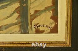 Tableau peinture huile sur bois Paysage (quai de seine, Paris) R. Fleurent