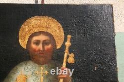 Tableau peinture huile sur toile marouflée sur bois Saint Jacques