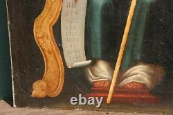 Tableau peinture huile sur toile marouflée sur bois Saint Jacques