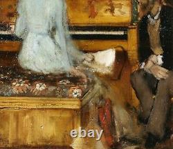 Tableau, piano, musique, impressionnisme, scène d'intérieur, France