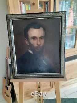 Tableau portrait huile sur panneau bois homme XIXème 19ème (eugene baudin)