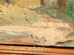 Tableau signé A. COURTY. Paysage Sous Bois. Peinture huile sur panneau de bois