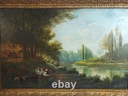 Tableau signé BOUSQUET Paysage Animé Peinture huile sur panneau de bois. 1897