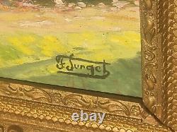 Tableau signé FRANÇOIS SURGET Vue de Jardin Peinture huile sur panneau d'isorel