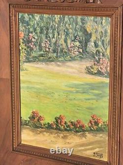 Tableau signé FRANÇOIS SURGET Vue de Jardin Peinture huile sur panneau isorel