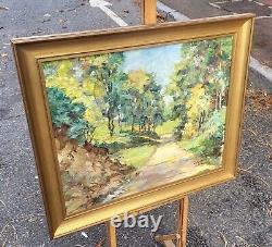 Tableau signé J CAVAILLE. Paysage Sous Bois. Peinture huile sur toile