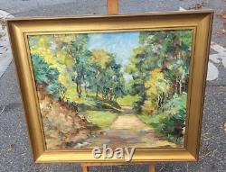 Tableau signé J CAVAILLE. Paysage Sous Bois. Peinture huile sur toile