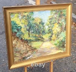 Tableau signé J CAVAILLE. Paysage Sous Bois. Peinture huile sur toile