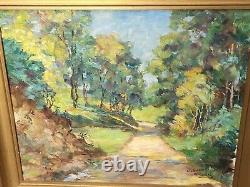 Tableau signé J CAVAILLE. Paysage Sous Bois. Peinture huile sur toile