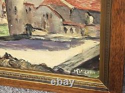 Tableau signé M VICEMS Paysage Méditerranéen Peinture huile sur panneau bois