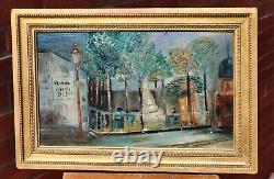 Tableau signé Paysage Animé Peinture huile sur panneau de bois
