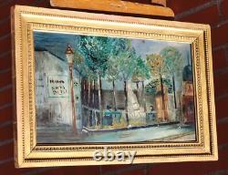 Tableau signé Paysage Animé Peinture huile sur panneau de bois