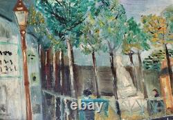 Tableau signé Paysage Animé Peinture huile sur panneau de bois