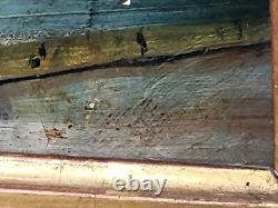 Tableau signé Paysage Animé Peinture huile sur panneau de bois