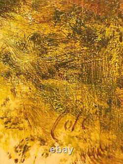 Tableau signé. Paysage Animé. Peinture huile sur panneau de bois Style XlXème