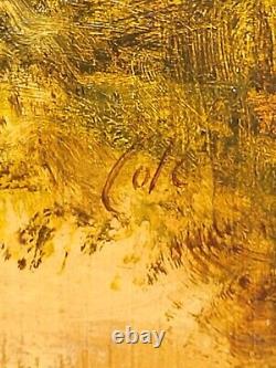 Tableau signé. Paysage Animé. Peinture huile sur panneau de bois Style XlXème