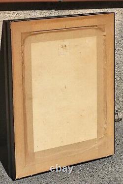 Tableau signé Paysage Marin Bateau. Peinture huile sur panneau de bois