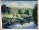 Tableau Signé. Paysage Nature Campagne Peinture Huile Sur Panneau De Bois
