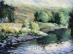 Tableau signé. Paysage Nature Campagne Peinture huile sur panneau de bois
