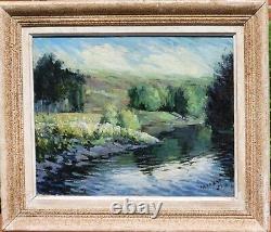Tableau signé. Paysage Nature Campagne Peinture huile sur panneau de bois