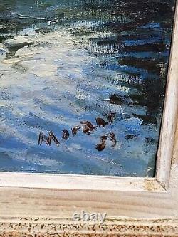 Tableau signé. Paysage Nature Campagne Peinture huile sur panneau de bois