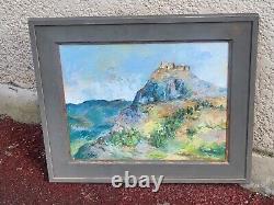 Tableau signé. Paysage. Peinture huile sur panneau de bois