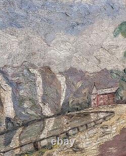 Tableau signé Pierre Clément Paysage Sous Bois Lac. Peinture huile sur toile