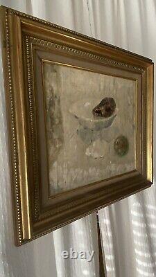 Tableau signé de Robert LAMBIN- 55x54 huile sur bois Le Fruit Desséché 1969