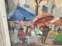 Tableau signé, huile sur toile une vue de Paris la place du Tertre à Montmartre