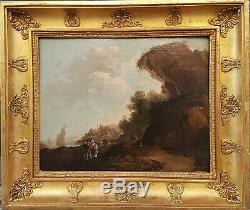 Tableau signé initiales allemand paysage RAMBERG attribué peinture panneau