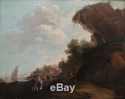 Tableau signé initiales allemand paysage RAMBERG attribué peinture panneau