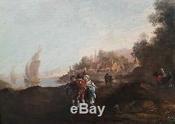 Tableau signé initiales allemand paysage RAMBERG attribué peinture panneau