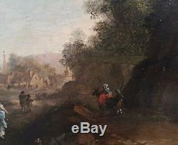 Tableau signé initiales allemand paysage RAMBERG attribué peinture panneau