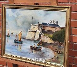 Tableau signée. 1972. Citadelle De Blaye. Peinture huile sur panneau de bois