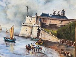 Tableau signée. 1972. Citadelle De Blaye. Peinture huile sur panneau de bois