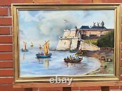 Tableau signée. 1972. Citadelle De Blaye. Peinture huile sur panneau de bois