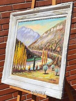 Tableau signée A VEYRIER Les GORGES DE LAYGUES. 1959 Peinture huile sur panneau