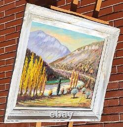 Tableau signée A VEYRIER Les GORGES DE LAYGUES. 1959 Peinture huile sur panneau