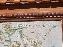 Tableau signée BELLONE. Paysage Sous Bois. Peinture huile sur toile