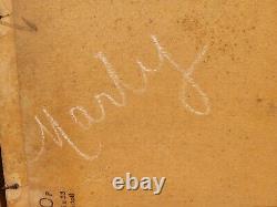 Tableau signée MARTY. Paysage Marin Bateaux. Peinture huile sur panneau de bois
