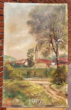 Tableau signée. Paysage Sous Bois. Peinture huile sur toile. Datée 1915