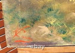 Tableau signée. Paysage Sous Bois. Peinture huile sur toile. Datée 1915