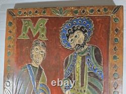 Tableau sur bois christophe jehan saints apotres 60 x 37cm