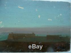 Tableau sur bois fin 19ème signé B Olive Bord de Mer