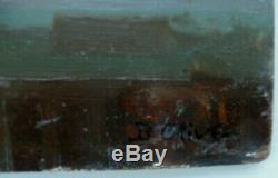 Tableau sur bois fin 19ème signé B Olive Bord de Mer