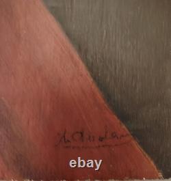 Tableaux Paint Portrait De Femme Voilee Signe A. Guedan Huile Sur Bois Vers 1950