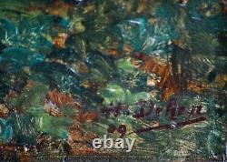 Tableaux anciens, Trois huiles de paysage daté 1909, signature a déchiffré