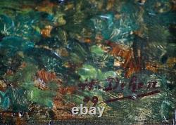 Tableaux anciens, Trois huiles de paysage daté 1909, signature a déchiffré